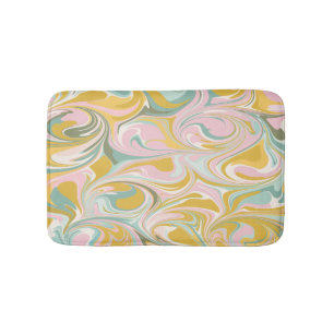 Cute Abstract Marble Swirl in Earthy Pink and Gold Bath Mat