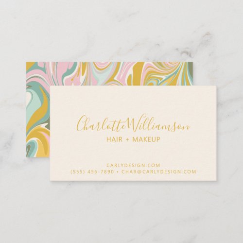 Cute Abstract Marble Swirl in Earthy Pink and Gold Business Card