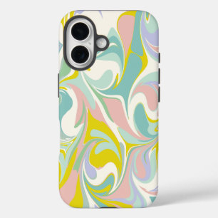 Cute Abstract Marble Swirl in Pastel Colors iPhone 16 Case