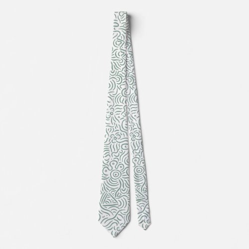Cute Abstract Minimal Line Art Green Neck Tie