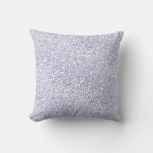 Cute Abstract Minimal Line Art Purple Throw Pillow