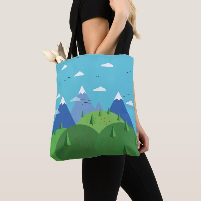 Cute Abstract Mountain Scene Tote Bag (Close Up)