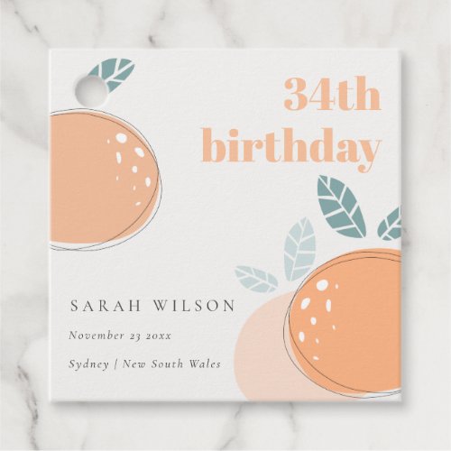 Cute Abstract Orange Fruity Bold Any Age Birthday Favor Tags
