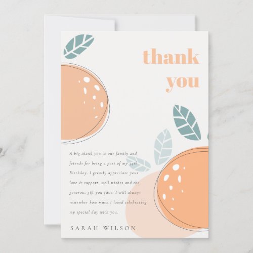 Cute Abstract Orange Fruity Bold Any Age Birthday Thank You Card