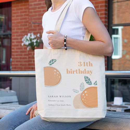 Cute Abstract Orange Fruity Bold Any Age Birthday Tote Bag