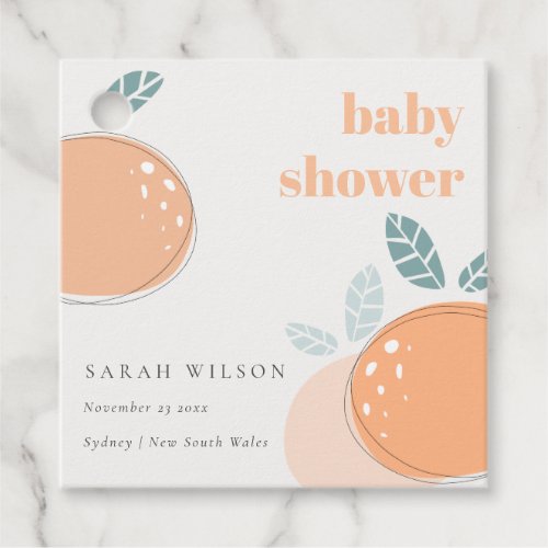 Cute Abstract Orange Fruity Bold Baby Shower Favor Tags