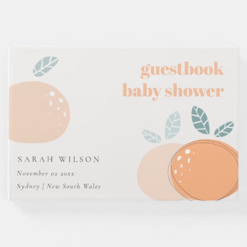 Cute Abstract Orange Fruity Bold Baby Shower Guest Book