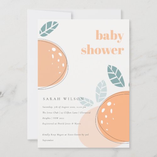 Cute Abstract Orange Fruity Bold Baby Shower Invitation