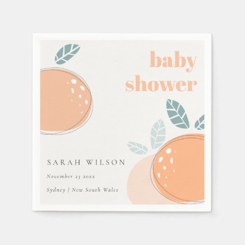 Cute Abstract Orange Fruity Bold Baby Shower Napkins