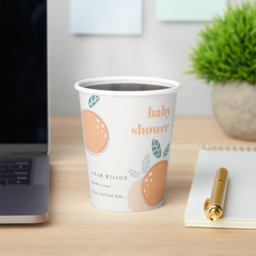 Cute Abstract Orange Fruity Bold Baby Shower Paper Cups