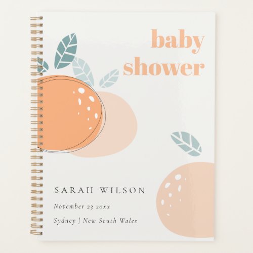 Cute Abstract Orange Fruity Bold Baby Shower Planner