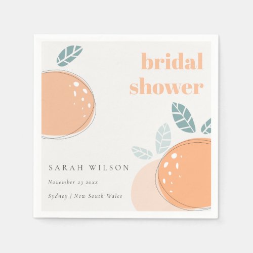 Cute Abstract Orange Fruity Bold Bridal Shower Napkins