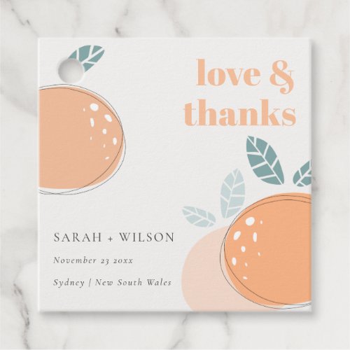 Cute Abstract Orange Fruity Bold Wedding Thanks Favor Tags