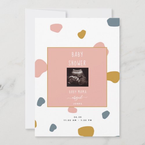 Cute Abstract Peach Ultrasound Baby Shower  Invitation