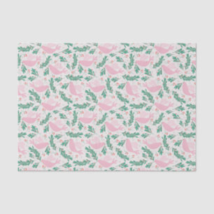 Cute Abstract Pink Christmas Peace Dove Pattern Tissue Paper