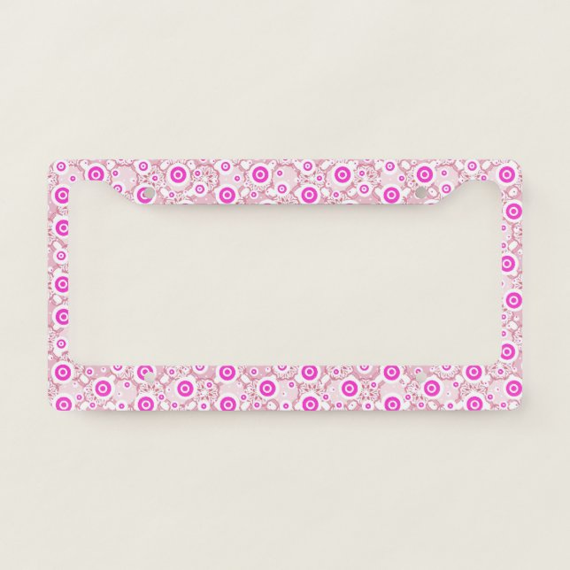 Cute abstract pinky dots patterns license plate frame (Front)