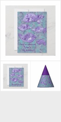 Cute Abstract Purple Fish Birthday Collection