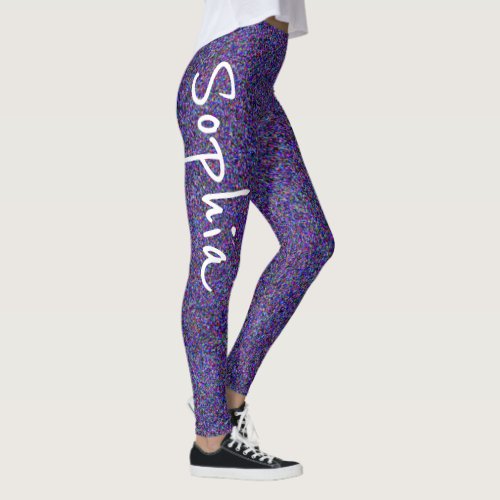 Cute Abstract Purple Pattern Add Your First Name Leggings