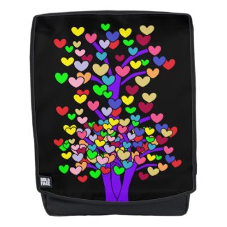 Purple Trees Colorful Hearts Print Backpack
