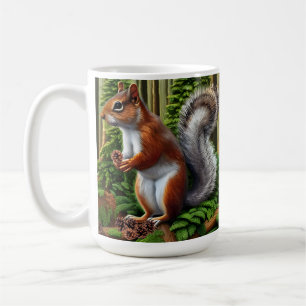 Cute Abstract Squirrel With Pinecones Coffee Mug