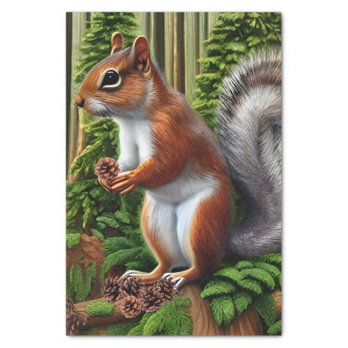 Cute Abstract Squirrel With Pinecones Tissue Paper