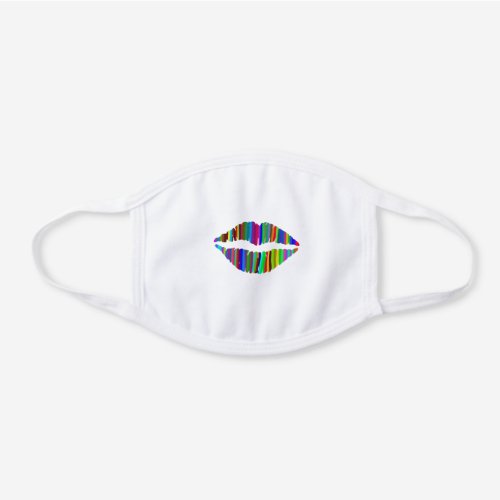 Cute Abstract Stripe Pattern Lips Smile White Cotton Face Mask