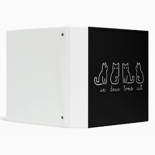 Cute Abstract Un Deux Trois Cat French Kitty 3 Ring Binder