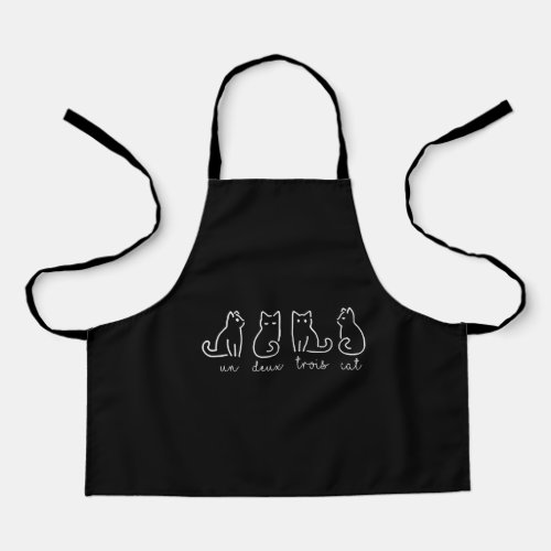 Cute Abstract Un Deux Trois Cat French Kitty Apron