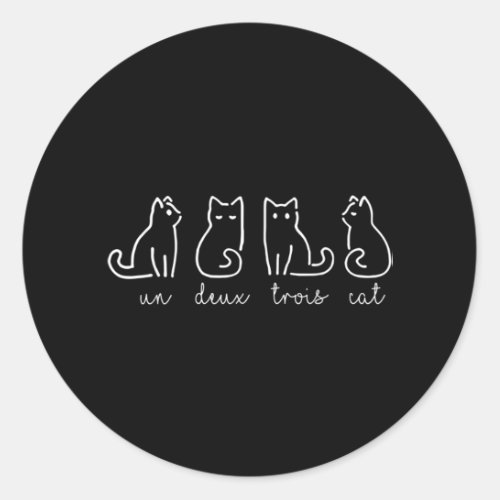Cute Abstract Un Deux Trois Cat French Kitty Classic Round Sticker