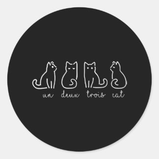 Cute Abstract Un Deux Trois Cat French Kitty Classic Round Sticker