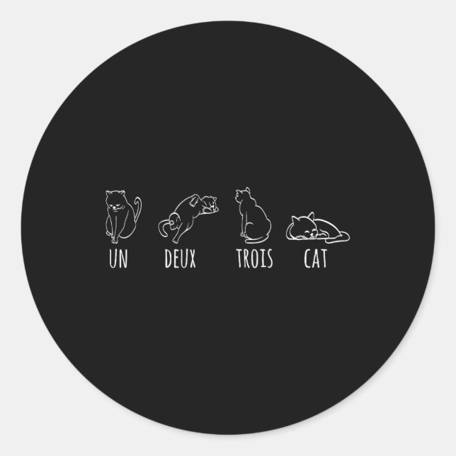 Cute Abstract Un Deux Trois Cat French Kitty  Classic Round Sticker (Front)