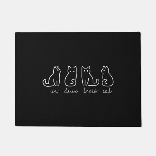 Cute Abstract Un Deux Trois Cat French Kitty Doormat