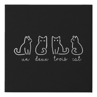 Cute Abstract Un Deux Trois Cat French Kitty Faux Canvas Print