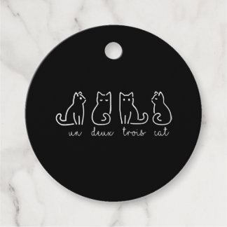 Cute Abstract Un Deux Trois Cat French Kitty Favor Tags