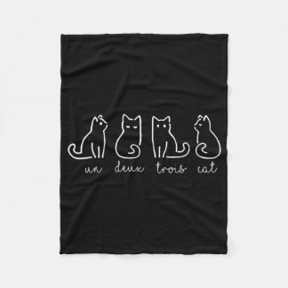 Cute Abstract Un Deux Trois Cat French Kitty Fleece Blanket