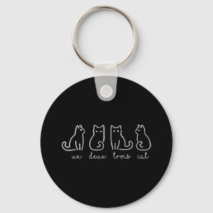 Cute Abstract Un Deux Trois Cat French Kitty Keychain