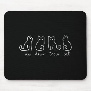 Cute Abstract Un Deux Trois Cat French Kitty Mouse Pad