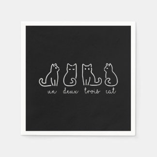Cute Abstract Un Deux Trois Cat French Kitty Napkins
