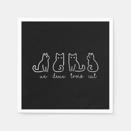 Cute Abstract Un Deux Trois Cat French Kitty Napkins
