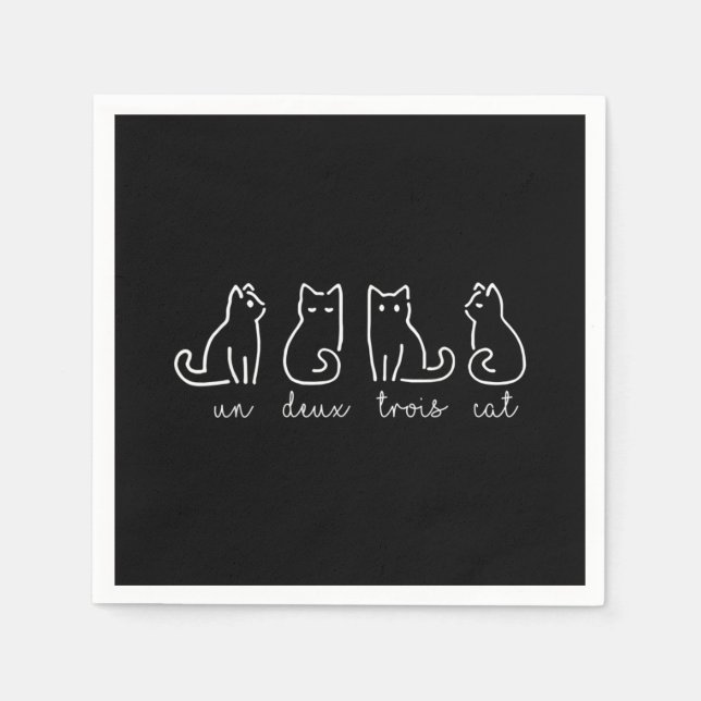 Cute Abstract Un Deux Trois Cat French Kitty Napkins (Front)