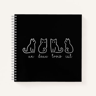 Cute Abstract Un Deux Trois Cat French Kitty Notebook