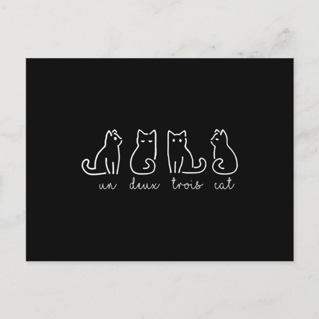 Cute Abstract Un Deux Trois Cat French Kitty Postcard (Front)