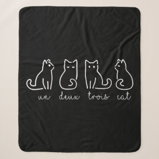 Cute Abstract Un Deux Trois Cat French Kitty Sherpa Blanket