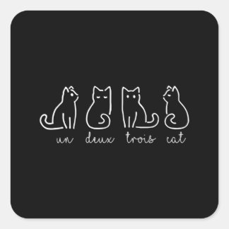 Cute Abstract Un Deux Trois Cat French Kitty Square Sticker