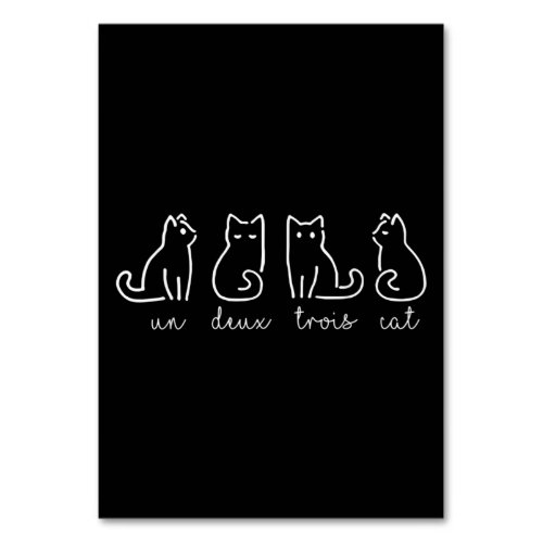 Cute Abstract Un Deux Trois Cat French Kitty Table Number