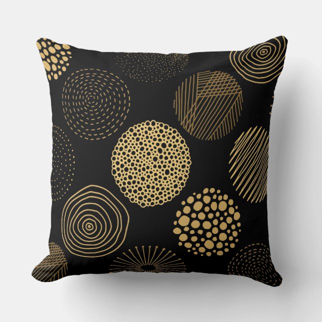 Cute Abstract Yellow Circles Pattern Throw Pillow (Front)