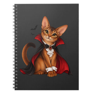 Cute Abyssinian Cat Vampire Dracula Decor Notebook