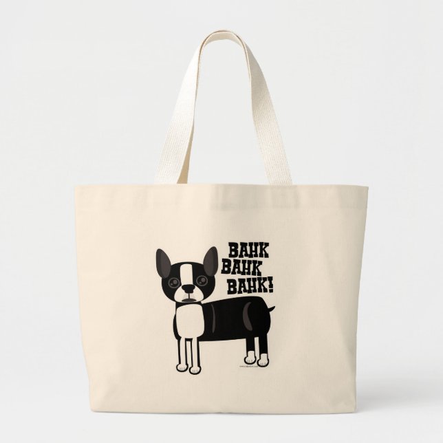 Cute Accent Boston Terrier Large Tote Bag (Front)