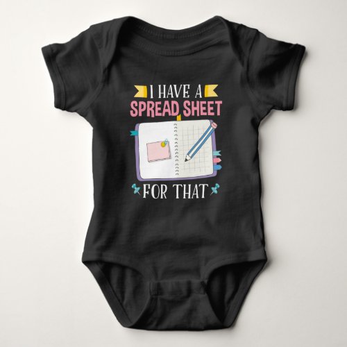 Cute Accounting Student CPA Fun Spreadsheet Baby Bodysuit