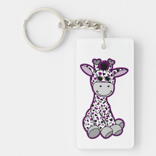 Cute Ace Pride Flag Giraffe Purple Gray Black Whit Keychain